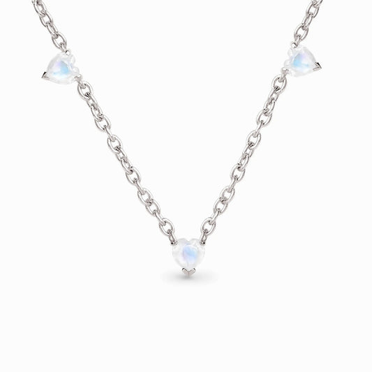 Herz Halskette - Mondstein 0 Dein Heiliges Chakra Silber 40 cm 