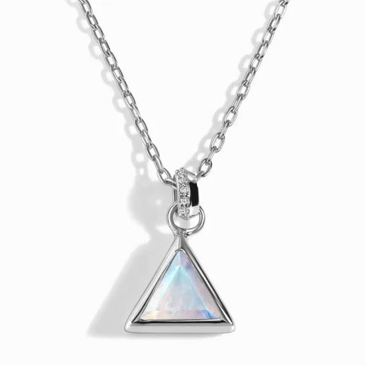 Mondstein Dreieck Halskette - Intuition & Weiblichkeit 0 Dein Heiliges Chakra Silber  