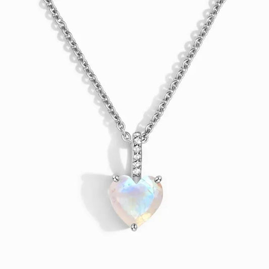 Herzchen - Halskette  Dein Heiliges Chakra Silber Mondstein 