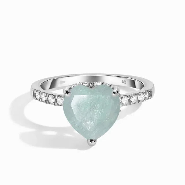 Herz - Ring  Dein Heiliges Chakra Silber Aquamarin 