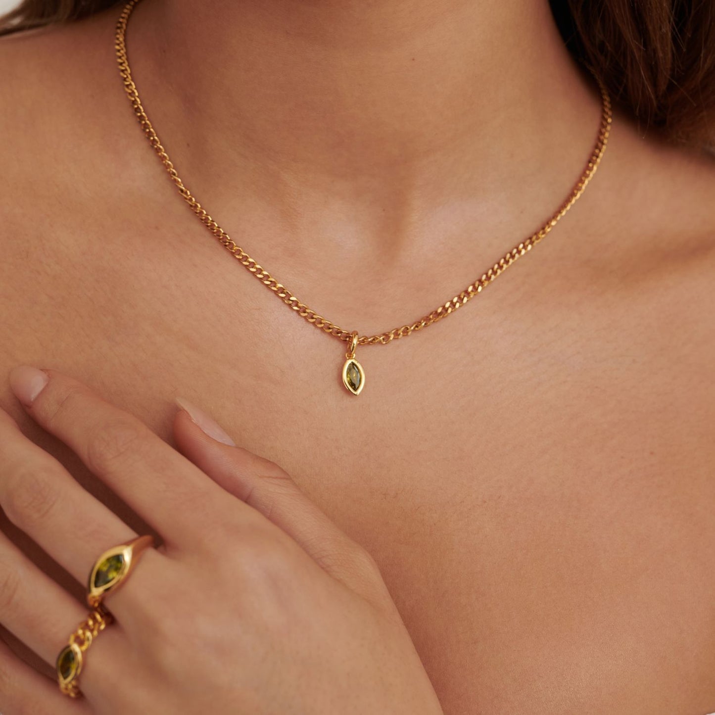 Kristall Gold Halskette - Du wählst 0 Dein Heiliges Chakra Peridot  