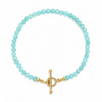 Facettiertes Naturstein Armband - Wähle deinen Stein Armbänder Dein Heiliges Chakra Amazonit - Kreativität &amp; Inspiration 17cm