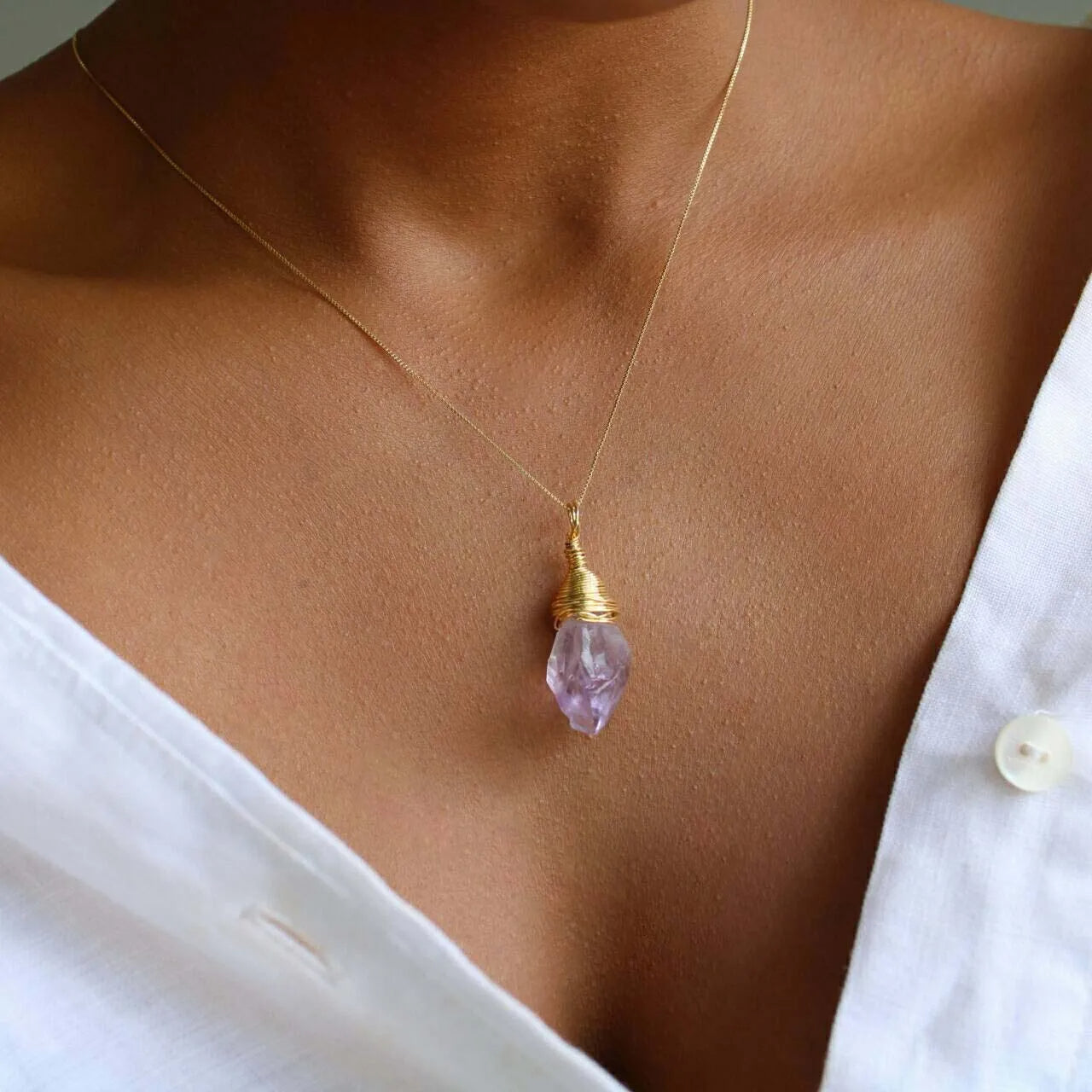 Naturstein Kette - Wähle deinen Stein  Dein Heiliges Chakra Amethyst Rosé 