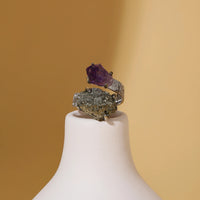 Amethyst & Pyrit Ring - Entspannung & Wohlstand Ringe Dein Heiliges Chakra