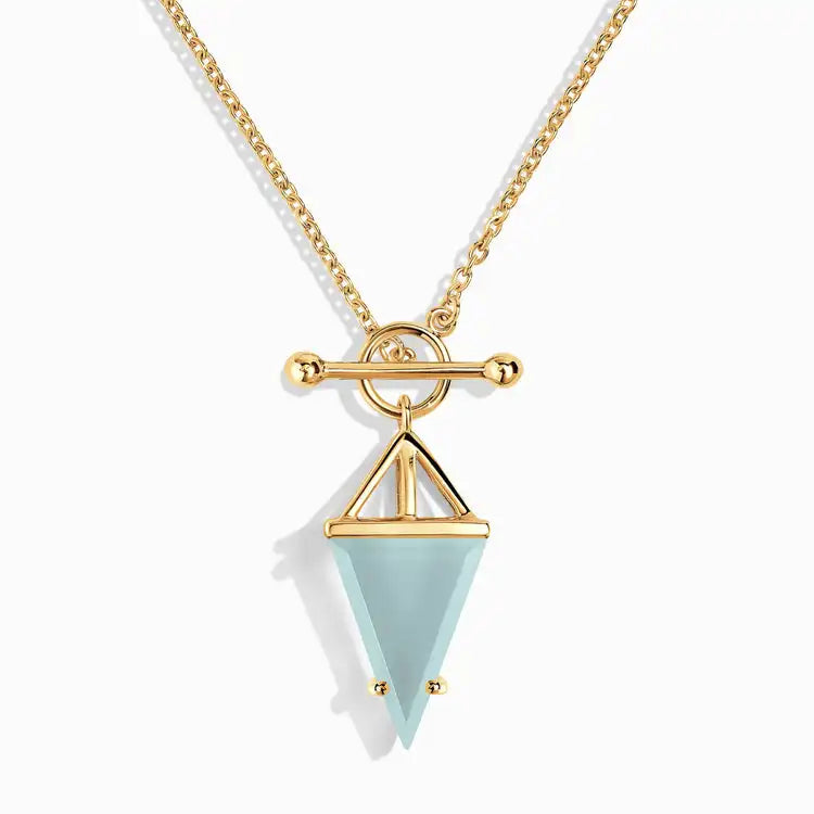 Luna Pyramide - Halskette  Dein Heiliges Chakra Gold Aquamarin 