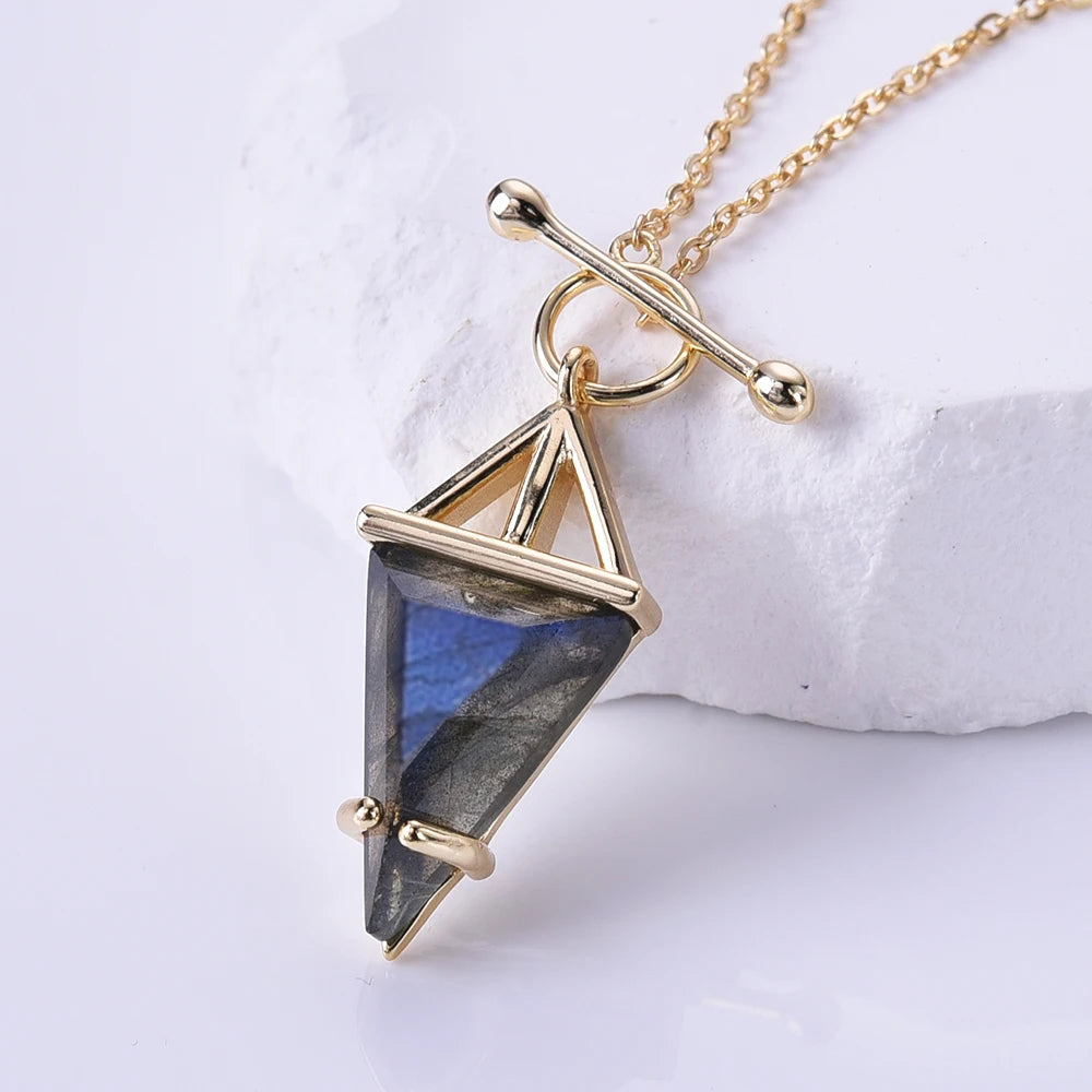 LABRADORIT Luna Pyramide Halskette - Schutz Halskette Dein Heiliges Chakra