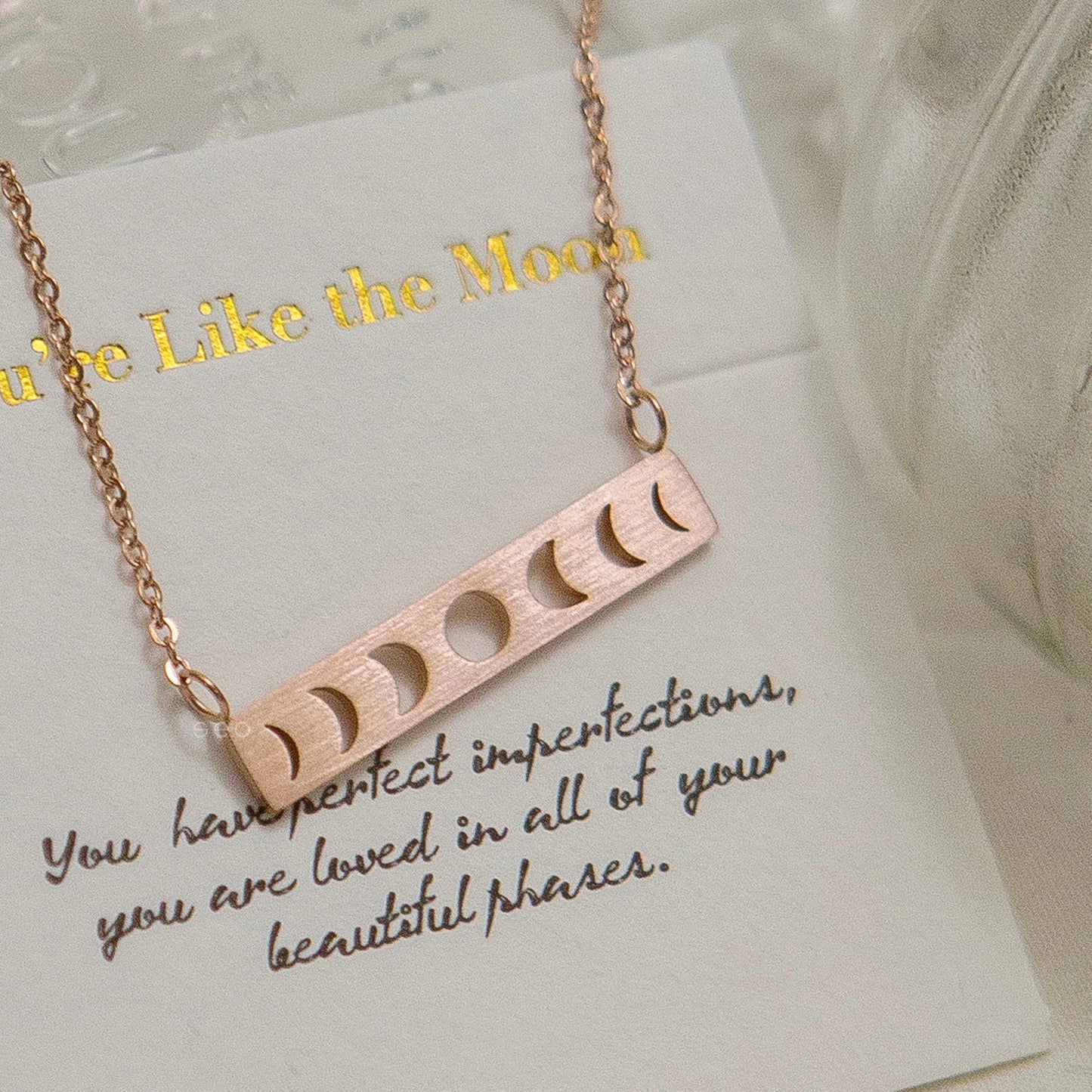 Mondphase - Halskette Halskette Dein Heiliges Chakra Roségold