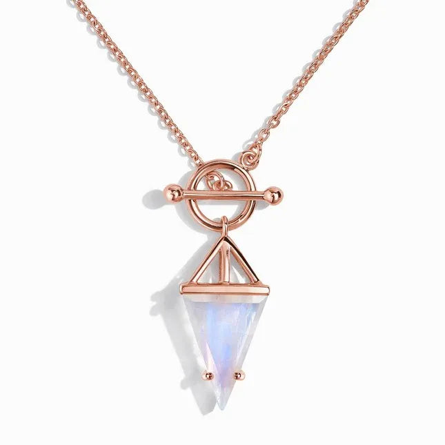 Luna Pyramide - Halskette  Dein Heiliges Chakra Roségold Mondstein 