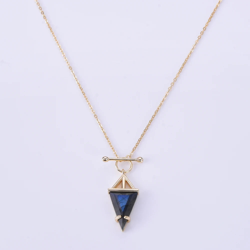 LABRADORIT Luna Pyramide Halskette - Schutz Halskette Dein Heiliges Chakra