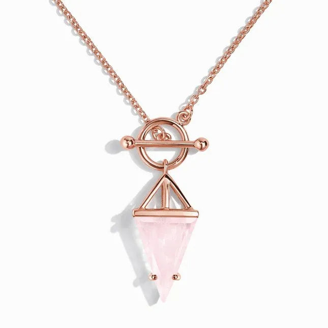 Luna Pyramide - Halskette  Dein Heiliges Chakra Roségold Rosenquarz 