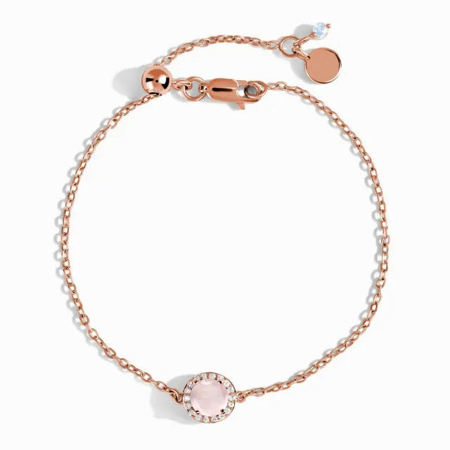 Magisches Armband - Du wählst  Dein Heiliges Chakra Rosenquarz 18k Roségold 