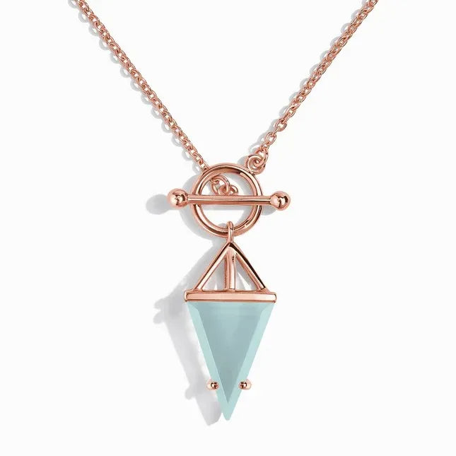 Luna Pyramide - Halskette  Dein Heiliges Chakra Roségold Aquamarin 