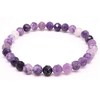 LEPIDOLITH 6mm facettierte Perlen Armband -  Entspannung
