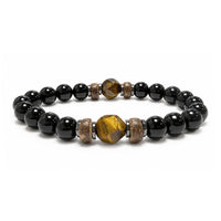 Schwarzer Onyx- und Tigerauge 8mm Armband - Starker Schutz