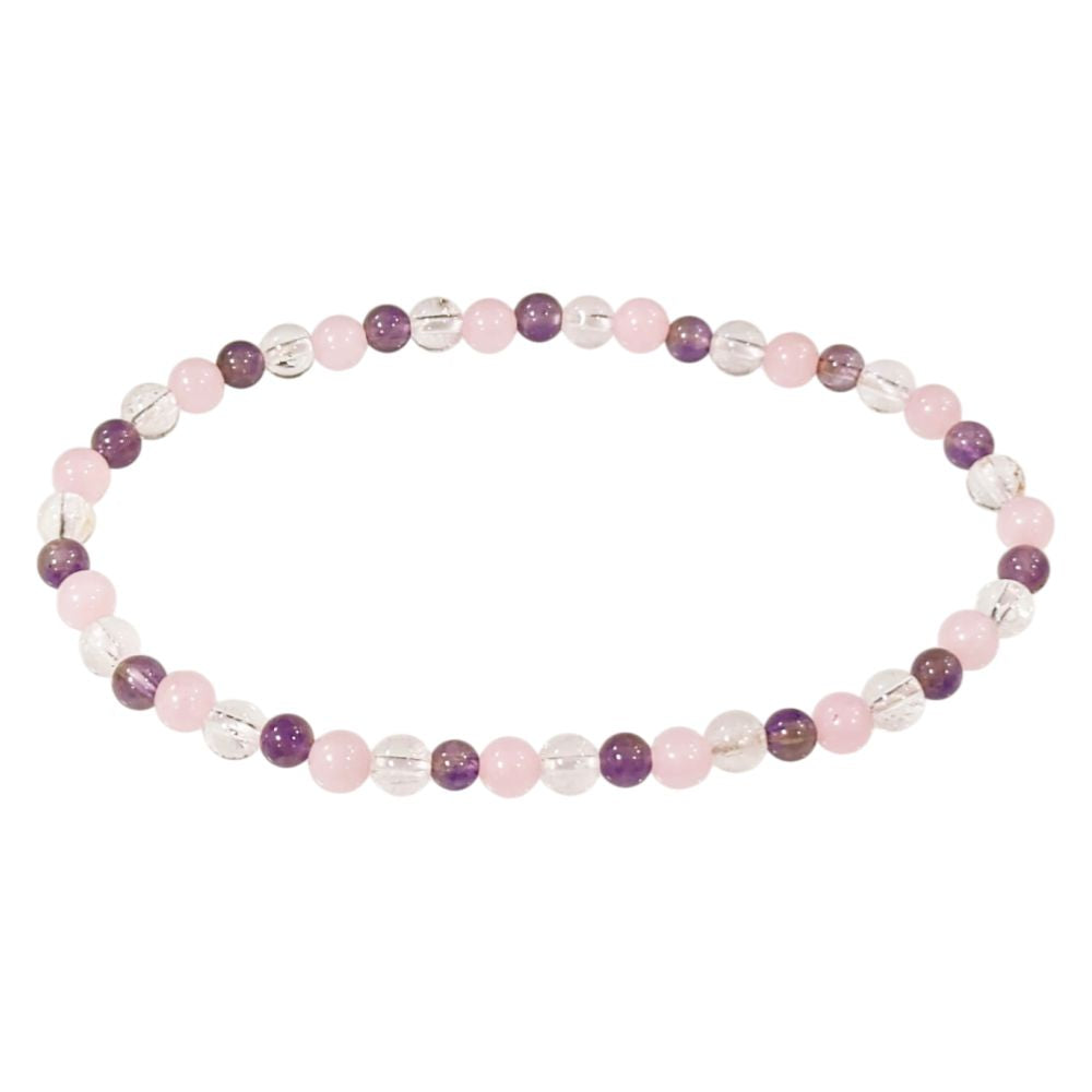 AMETHYST ROSENQUARZ BERGKRISTALL Armband - Goldenes Dreieck 4mm Armbänder Dein Heiliges Chakra