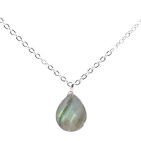LABRADORIT 925 Silber Tropfen Halskette - Schutz