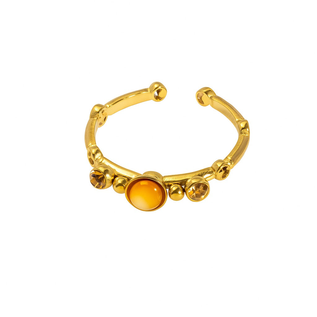 Premium BERNSTEIN Ring - Kraft, Mut Ringe Dein Heiliges Chakra