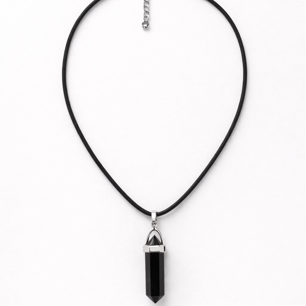 TURMALIN Passion Halskette - Schutz Halskette Dein Heiliges Chakra Anhänger + Lederband SILBER