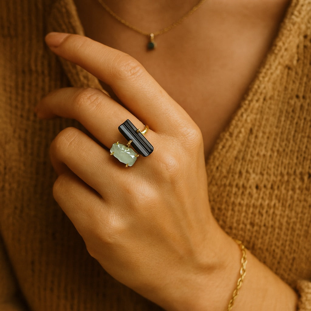 TURMALIN & AQUAMARIN Ring - Schutz & Gelassenheit Ringe Dein Heiliges Chakra