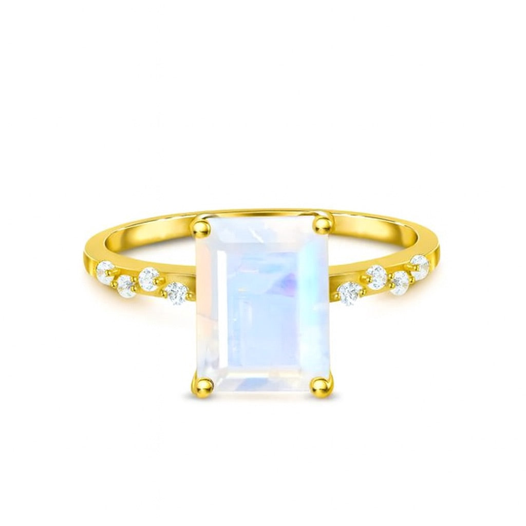 Aurora Mondstein Ring - Feminine Energie Ringe Dein Heiliges Chakra 18k Gold 7