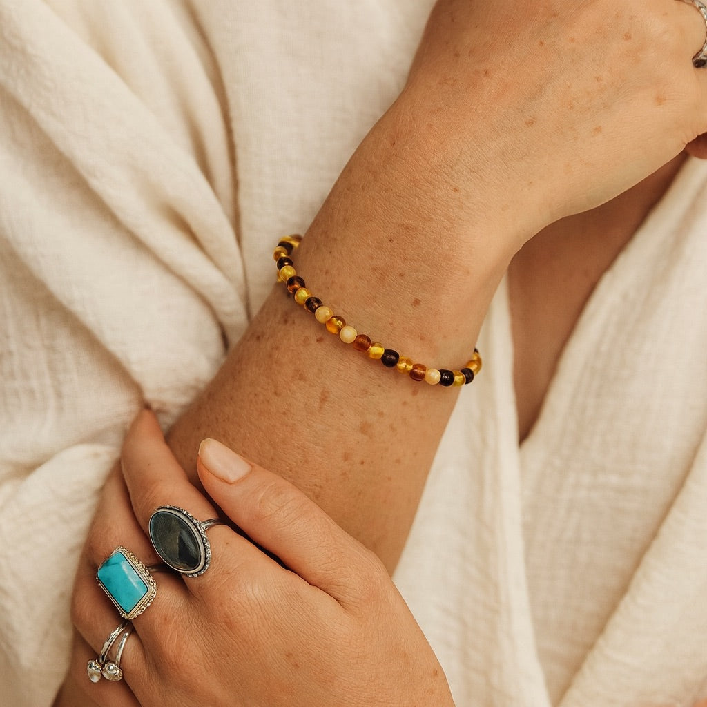 BERNSTEIN Armband - Kraft, Mut 4mm Armbänder Dein Heiliges Chakra