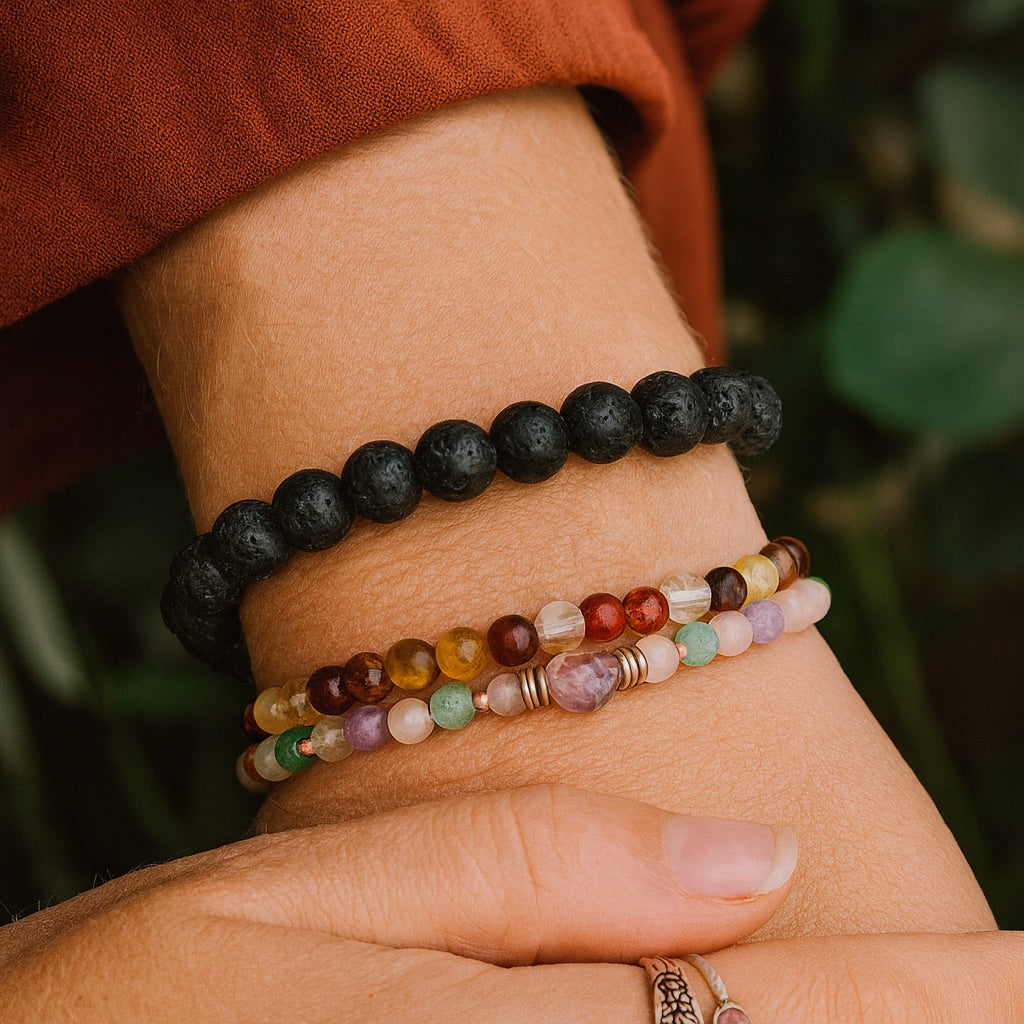 Lavastein Armband - Mannes Kraft Erdung Armbänder Dein Heiliges Chakra