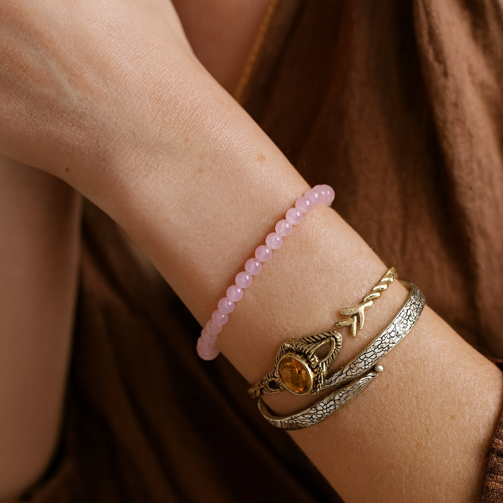 Rosenquarz Armband - Liebe 4-6mm Armbänder Dein Heiliges Chakra
