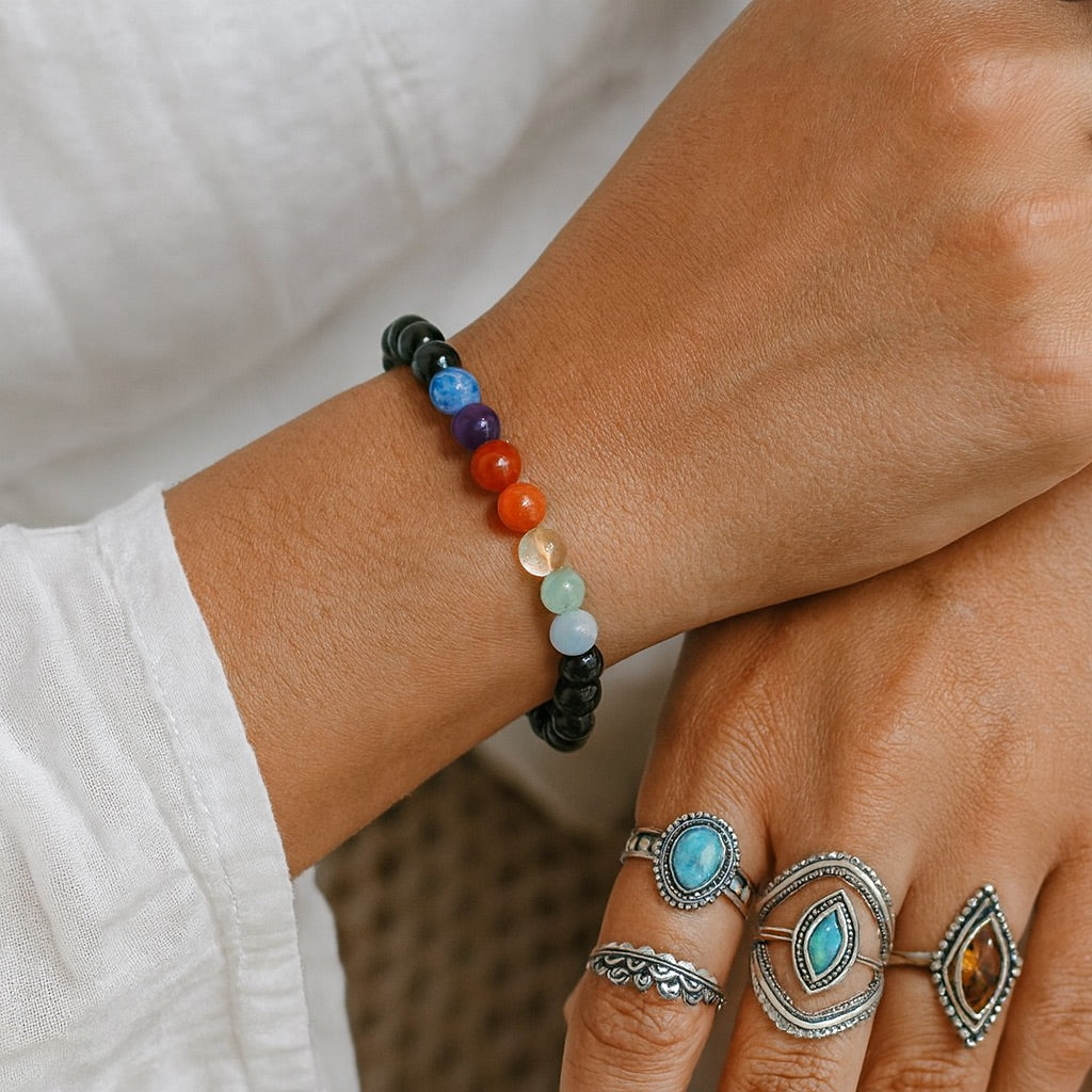 TURMALIN Armband - 7 Chakren Balance Armbänder Dein Heiliges Chakra