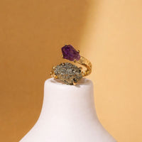 Amethyst & Pyrit Ring - Entspannung & Wohlstand Ringe Dein Heiliges Chakra