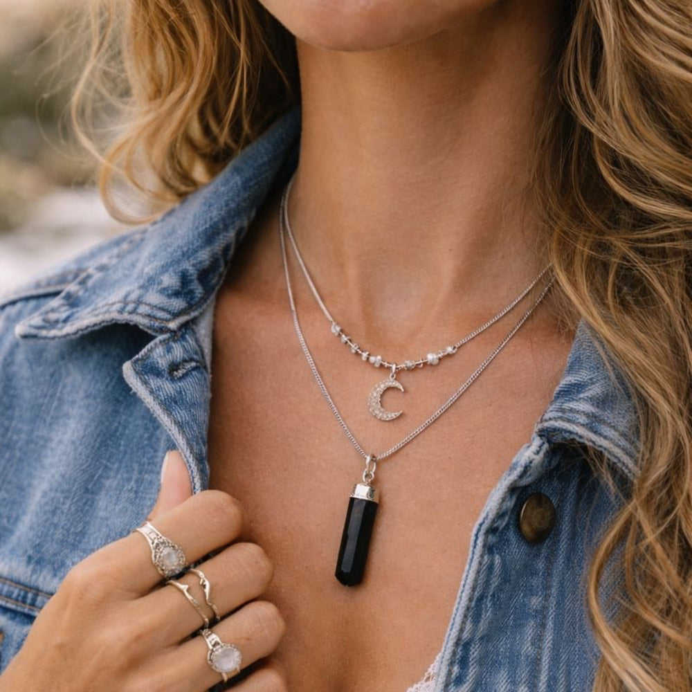 Turmalin in Echtsilber - Halskette SCHUTZ Halskette Dein Heiliges Chakra