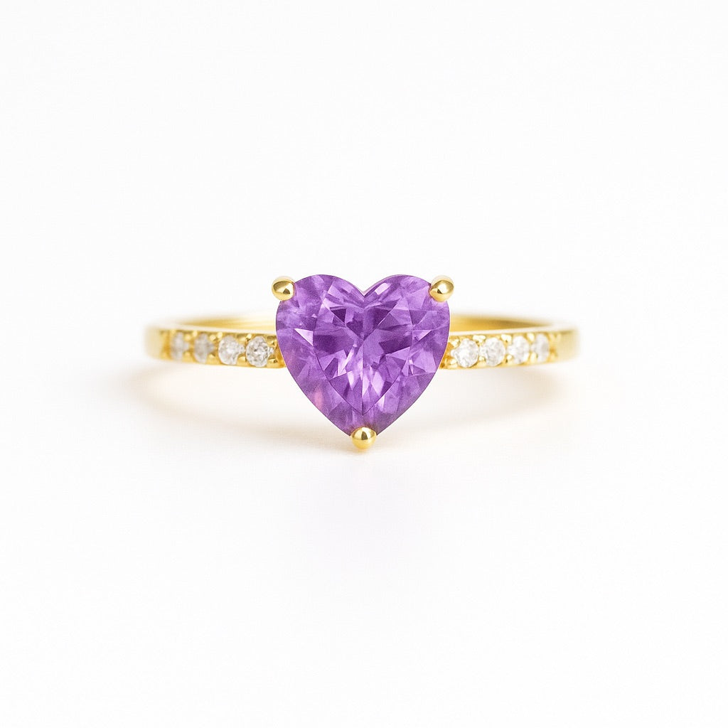 AMETHYST Ring - Innere Ruhe Ringe Dein Heiliges Chakra Gold