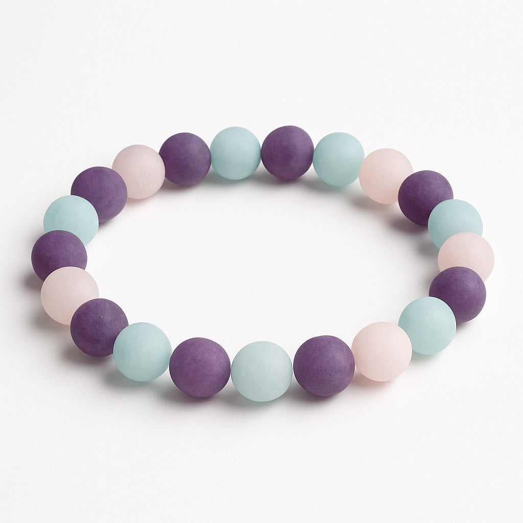 AMETHYST AQUAMARIN ROSENQUARZ Armband - Seelenbalance Armbänder Dein Heiliges Chakra