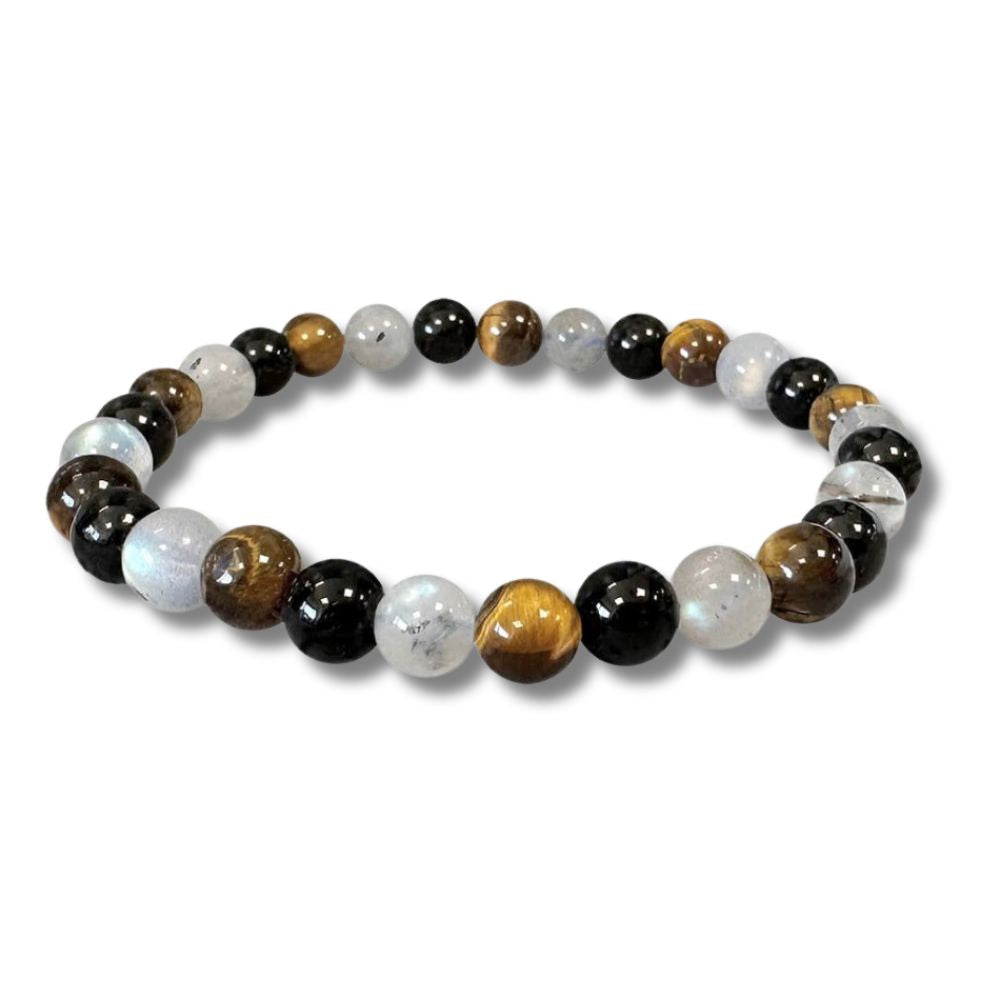 Labradorit-Tigerauge-Turmalin Armband - Schutz & Balance Armbänder Dein Heiliges Chakra