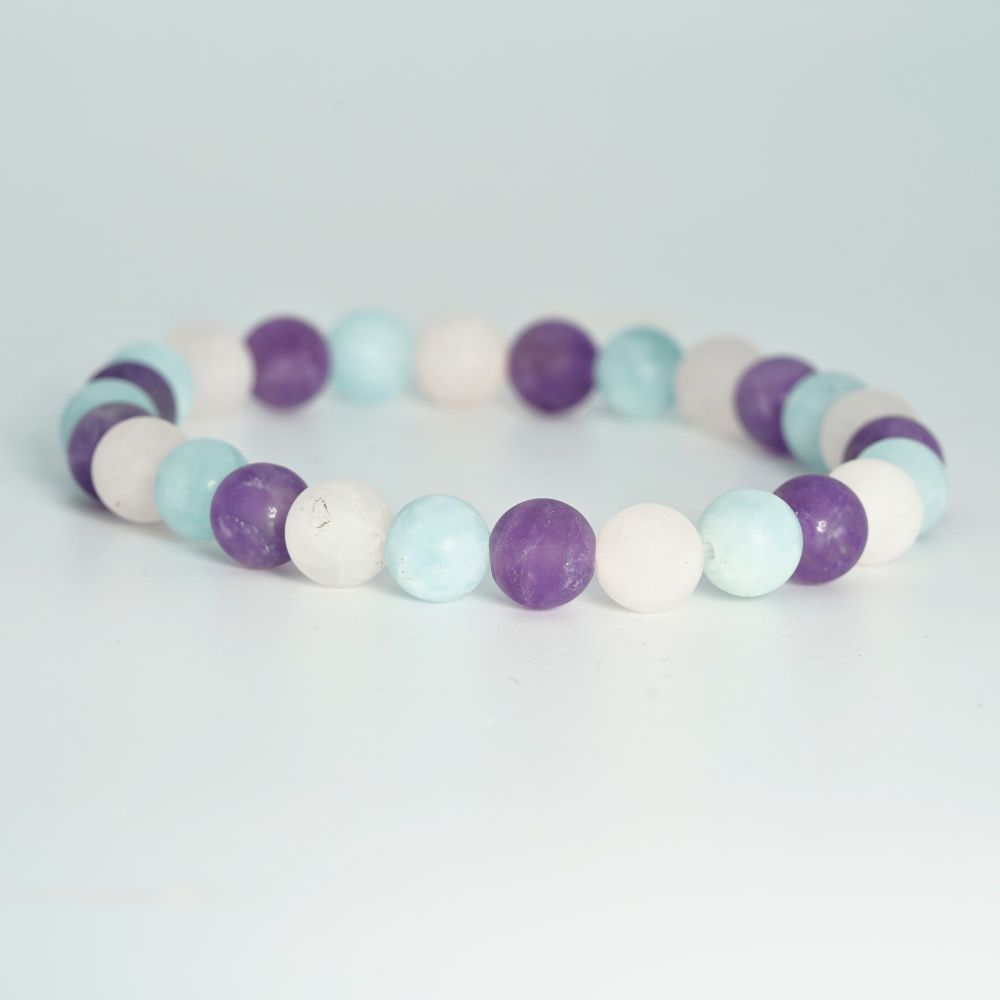 
                  
                    AMETHYST AQUAMARIN ROSENQUARZ Armband - Seelenbalance Armbänder Dein Heiliges Chakra
                  
                