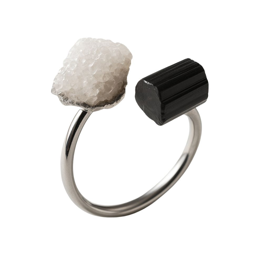 
                  
                    TURMALIN & BERGKRISTALL Ring - Starker Schutz Ringe Dein Heiliges Chakra silber
                  
                
