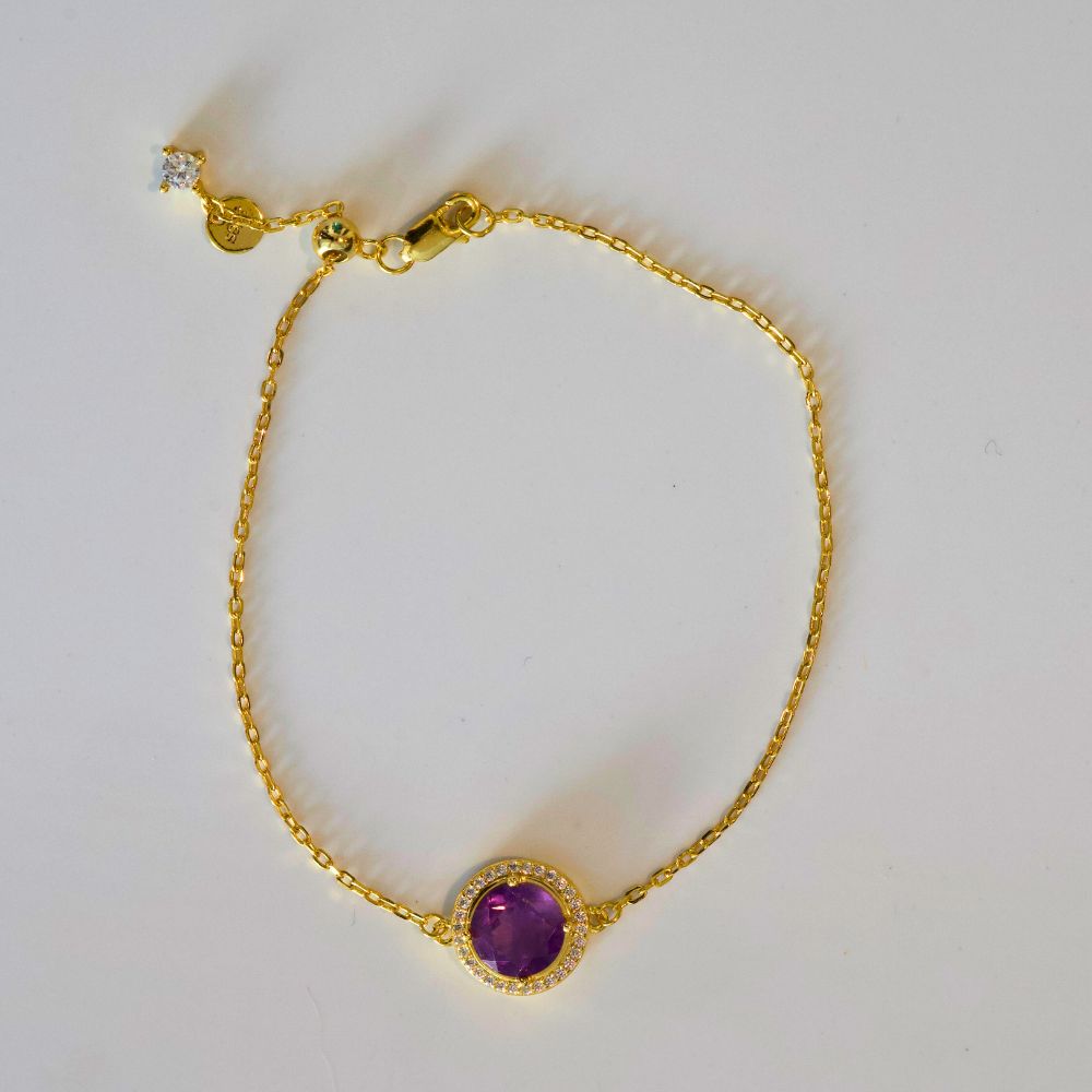 Magisches Armband - Du wählst  Dein Heiliges Chakra Amethyst 18k Gold 