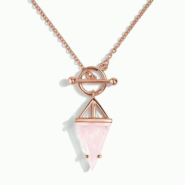 Luna Pyramide - Halskette Dein Heiliges Chakra Roségold Rosenquarz