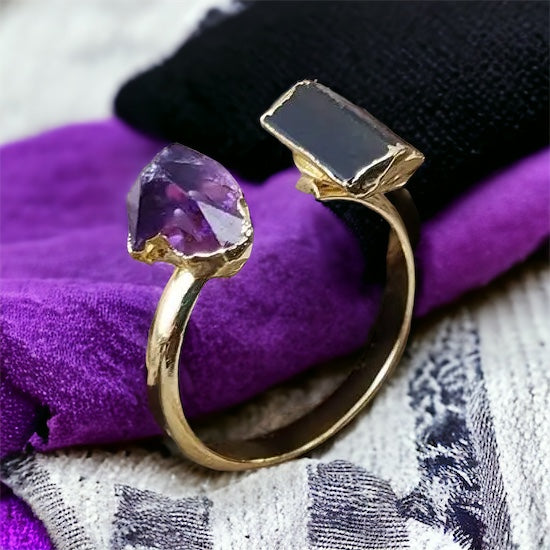 TURMALIN & AMETHYST Ring - Schutz & Entspannung  Dein Heiliges Chakra   