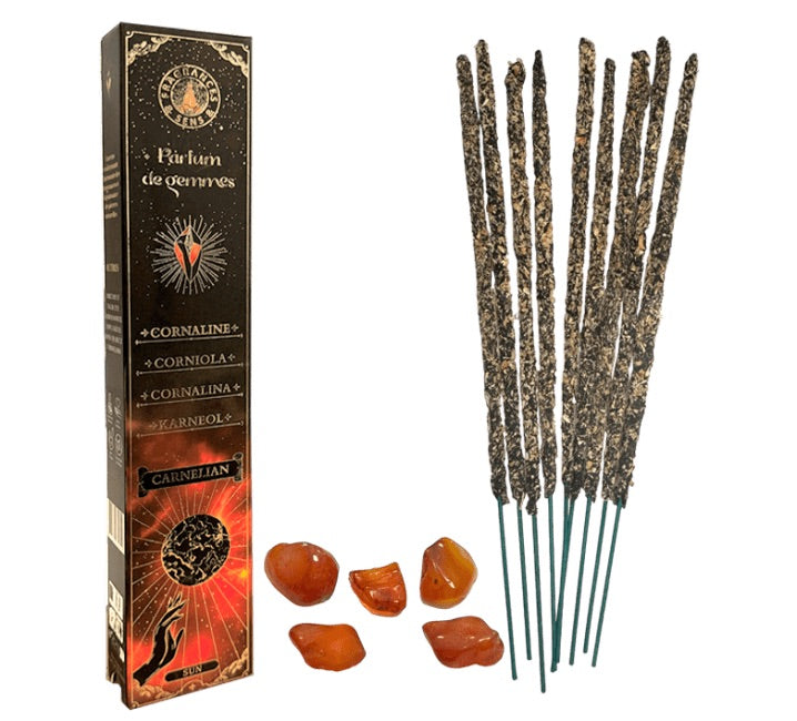 Räucherstäbchen mit echten Carneol Steinen - Stärke und Mut Räucherstäbchen Dein Heiliges Chakra
