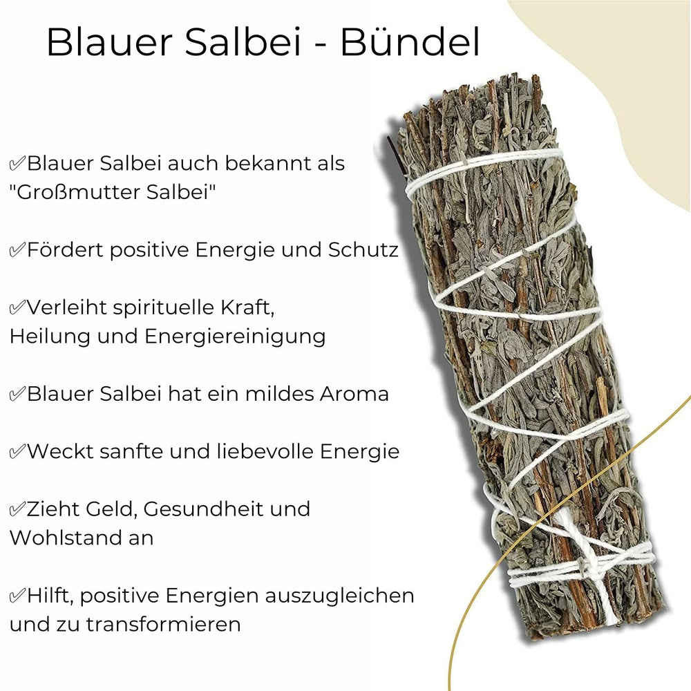 Blauer Salbei-Bündel - Geld, Gesundheit & Wohlstand Räucherbündel Dein Heiliges Chakra