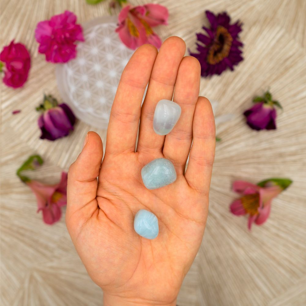 AQUAMARIN Trommelstein - Gelassenheit & Mentale Stärke Kristalle Dein Heiliges Chakra